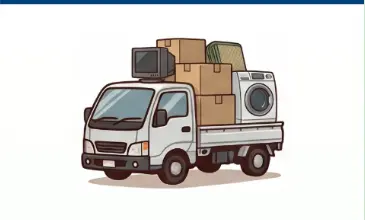 1DKから1LDK程度の荷物を載せた平車トラック